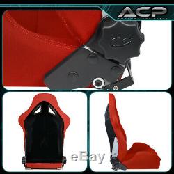 For Mazda Racing Fully Reclinable Bucket Seat Chair Driver/Passenger Rail Red