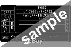 Ford Data Sticker Pillar VIN Tag Dash ID Door Jamb Decal Certification Label