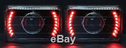 H4656 H4666 H4651 H4646 4 Red LED Halo Black Projector Headlight 4x6 w HID 6K 8K