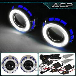Headlight Retro Fit Projector Bi Xenon Shroud Ccfl Halo Ring 2.5 Hid Blue White