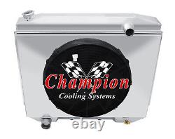 KR Champion 3 Row Radiator, 16 Fan, Shroud-1957-1959 Ford Country Squire V8 Eng