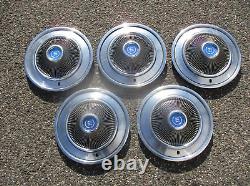 Lot of 5 1972 to 1976 Ford LTD Galaxie 15 inch deluxe hubcaps wheels covers