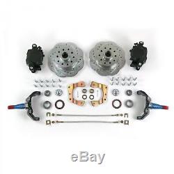 Mustang II Front Disc Brake Kit 11 Plain Rotors Ford 2 Drop Spindles SS Lines