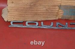 NOS 1965 Ford Country Squire Front Fender Badge Name Plate Script Station Wagon