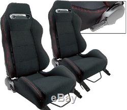 New 1 Pair Black Cloth + Red Stitch Racing Seats All Ford