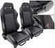 New 1 Pair Black Leather + Red Stitch Racing Seats All Ford