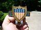 Original 1940s Rare Accessory Vintage License Plate Topper Us Flag Gm Ford Chevy