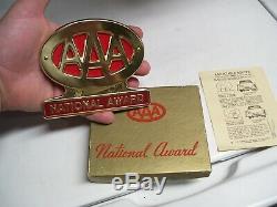 Original nos 1950s AAA auto club emblem badge Gold vintage scta GM Ford Chevy