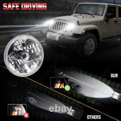 Pair 7 inch Round LED Headlight Hi/Lo Beam for Jeep Wrangler JK TJ CJ LJ 1997-18