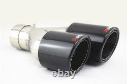 Pair Glossy Black Real Carbon Fiber Car Dual Pipe Exhaust Pipe Tail Muffler Tip
