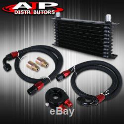Performance Oil Cooling Cooler Adapter Relocater Filter Kit Ss Lines Kit Black