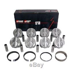 SPEED PRO Ford 289 302 Flat Top Hypereutectic Coated Pistons + cast rings +. 030