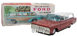 Scarce Japanese Tin Friction 1960's Ford Country Squire Station Wagon with Box