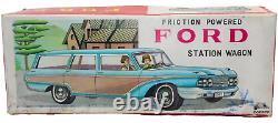 Scarce Japanese Tin Friction 1960's Ford Country Squire Station Wagon with Box