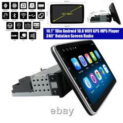 Single 1Din Android 10.0 Stereo 10.1 360° Rotation Screen MP5 Player WIFI GPS
