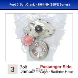 Small Block Ford Underdrive Pulleys 289 Kit V-Belt 3 Bolt 302 SBF Billet