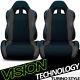 Ts Sport Blk/gray Cloth Fabric Reclinable Racing Bucket Seats Withsliders Pair V10