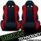 Ts Sport Blk/red Cloth Fabric Reclinable Racing Bucket Seats Withsliders Pair V10