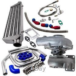 TURBO TURBOCHARGER T3/T4 T04E 63 A/R +Oil Line+Intercooler +Piping Pipe Kits
