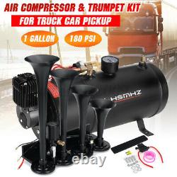 Train Horn Kit Loud System 4 Trumpets 1G 180 PSI Air Tank Compressor Car Truck
