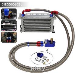 Universal AN10 19 Row Oil Cooler Kit With Bracket + Oil Filter Adapter Hose line