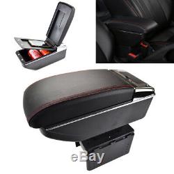 Universal Dual-decker Car Center Console Armrest Box PU Leather Storage Cup Hold