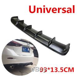 Universal Matte Black ABS Rear Curved Addon Bumper Lip Diffuser 6Fin For Car SUV