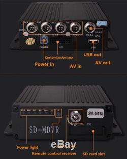 Vehicle Car Mobile DVR 4CH Audio/Video Recorder Remote Control SD +4 CCD Cameras