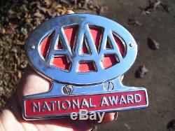 Vintage 1950s chrome AAA award auto emblem badge gm ford chevy rat rod pontiac