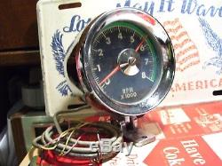 Vintage 1960' s Chrome auto greenline Tachometer gauge dash kit gm car rat rod