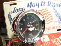 Vintage 1960' s Chrome auto greenline Tachometer gauge dash kit gm car rat rod