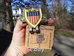 Vintage 40s nos US auto Flag holder license plate topper gm ford chevy rat rod