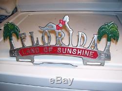 Vintage 50s nos Florida License plate topper girl gm ford chevy rat rod pontiac