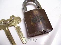 Vintage Ford green script emblem brass padlock lock original parts auto tool