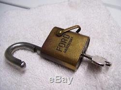 Vintage Ford original padlock brass auto lock best parts tool mercury lincoln