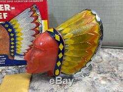 Vintage Nos 1950 Super Chief Indian Illuminated Motorcycle & Car Hood Ornament