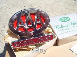 Vintage nos 60s chrome AAA award auto emblem badge gm ford chevy rat rod pontiac
