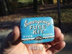 Vintage nos Ford original Emergency Fuse kit tin box auto tool kit promo parts