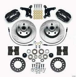 Wilwood Disc Brake Kit, Front, 54-56 Ford, 11.28 1-piece Rotors, Black Calipers