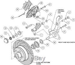 Wilwood Disc Brake Kit, Front, 58-68 Ford, Mercury, 11 Drilled Rotors, Black Caliper