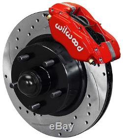 Wilwood Disc Brake Kit, Front, 58-68 Ford, Mercury, 11 Drilled Rotors, Red Calipers